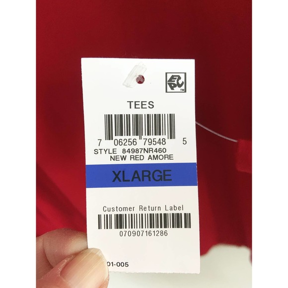 JM Collection New Red Amore Long Sleeve Tees Round Neck Pullover Size XL NWT - Picture 4 of 6